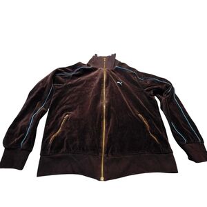 Vintage Puma Mens Black Velour Zip Up Jacket Size XL G28